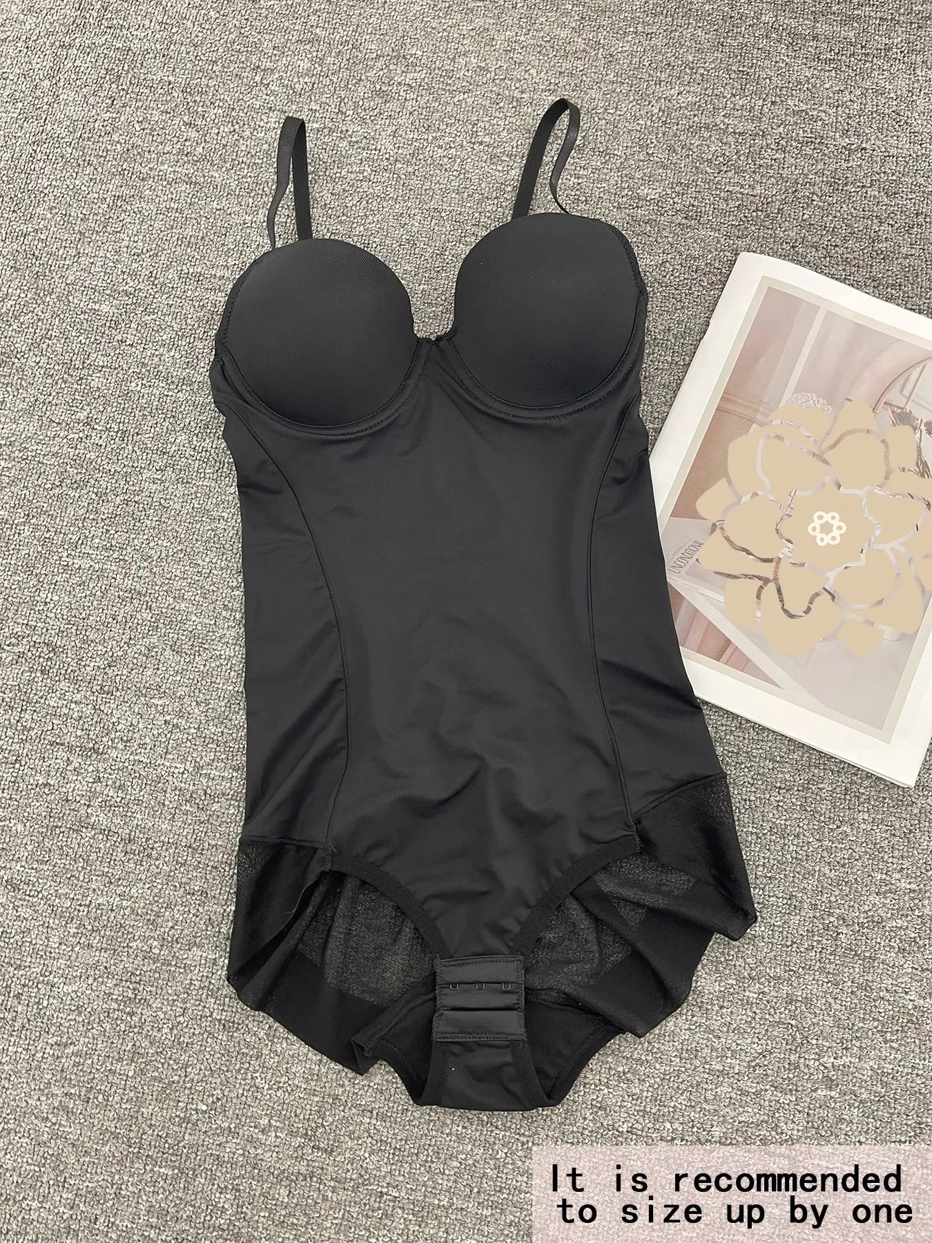 Women'S Deep V Backless Body Shaping Shapewear Bodysuit Adjustable, Ruched Design Sheer Top, Regular Length Casual Underwear for All Seasons Shaper