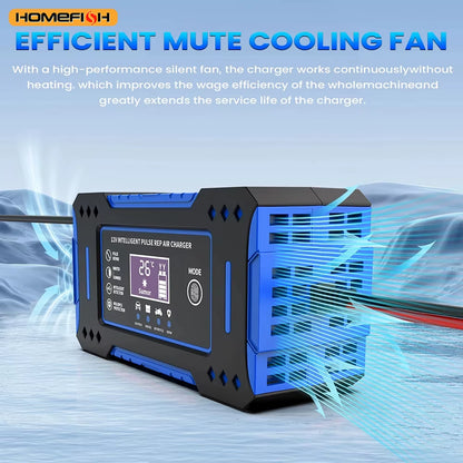 Battery Repair LCD Display 6A 12V Intelligent Car Battery Charger Car and Motorcycle Battery Charging Unit Lead-Acid