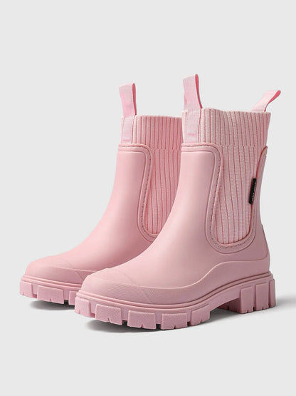 Women'S Solid Color Waterproof Rain Boots, Women Shoes, 2024 New Style Fashionable round Toe Boots for Outdoor Wear, Non-Slip Rain Boots for Women & Girls, Casual Boots