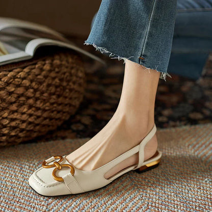 Yarvella | Damskie Czółenka Slingback Na Niskim Obcasie Casual