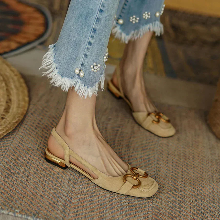 Yarvella | Damskie Czółenka Slingback Na Niskim Obcasie Casual