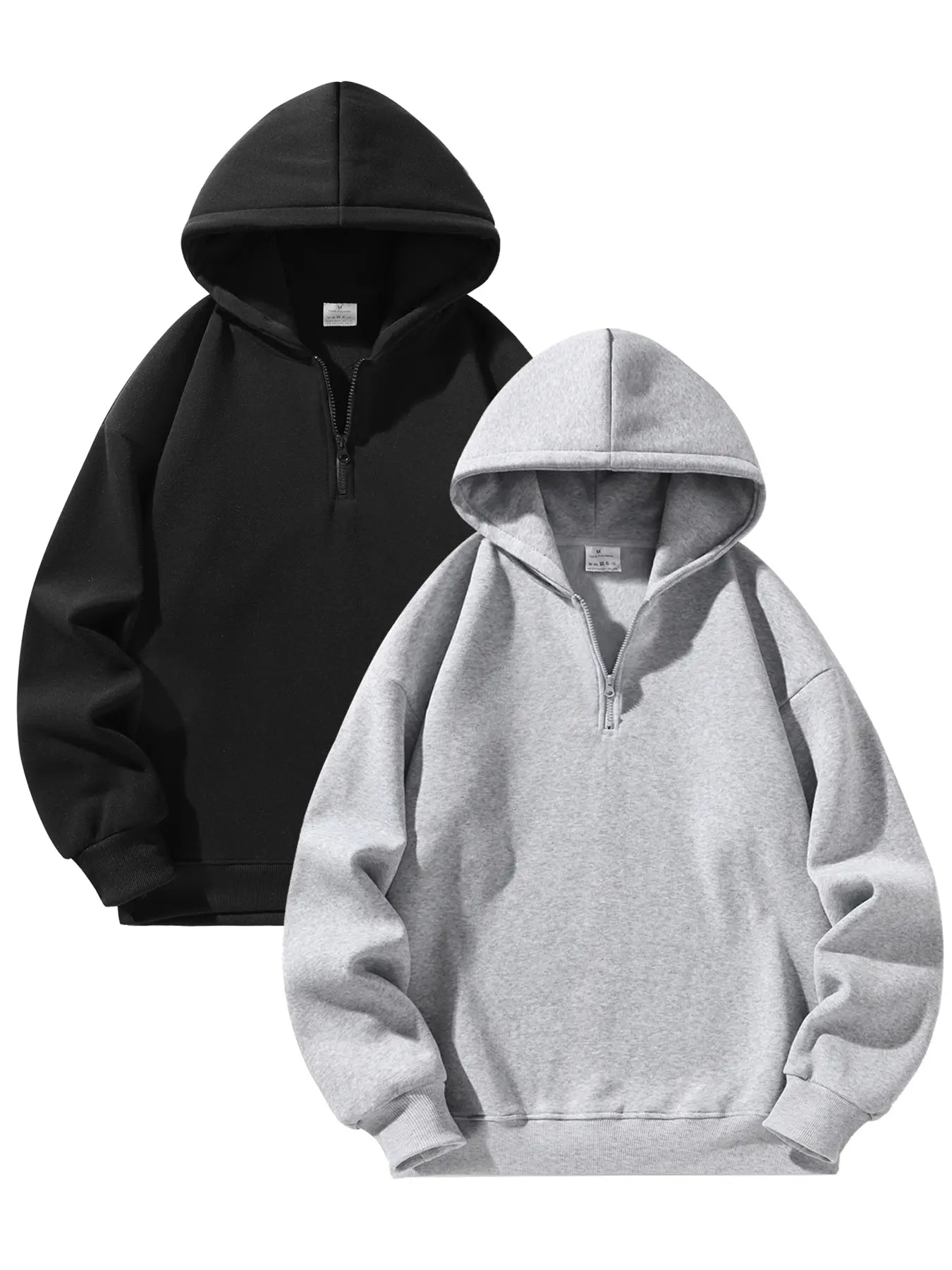 Men'S Plain Half Zip Drop Shoulder Essentials Hoodie, Regular Fit Fitted Casual Comfy Fit Long Sleeve Hooded Sweatshirt for Fall & Winter, Men'S Clothes for Daily Wear