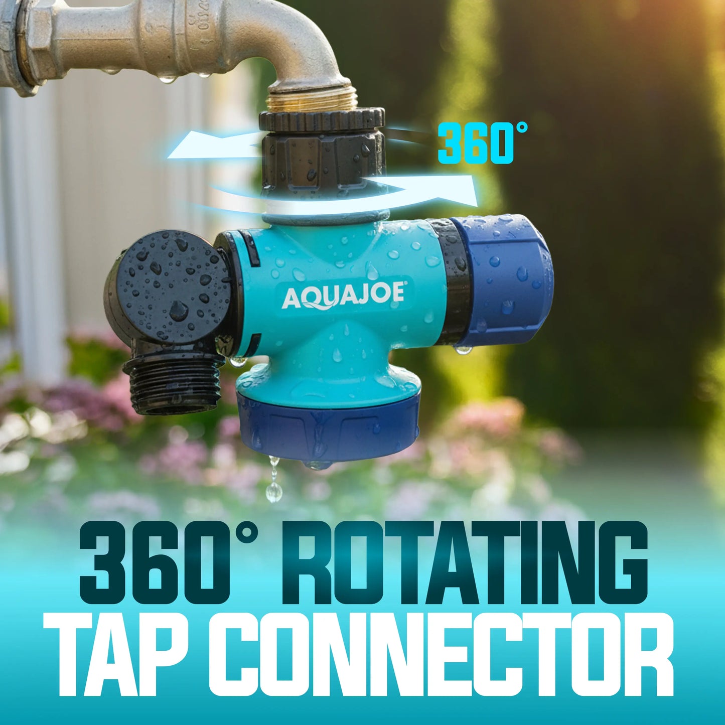 AQUA JOE Multi-Function Outdoor Faucet and Garden Hose Tap Connector