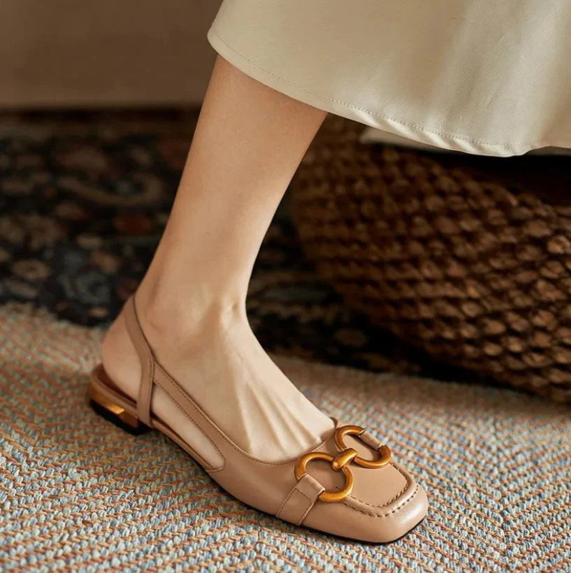 Yarvella | Damskie Czółenka Slingback Na Niskim Obcasie Casual