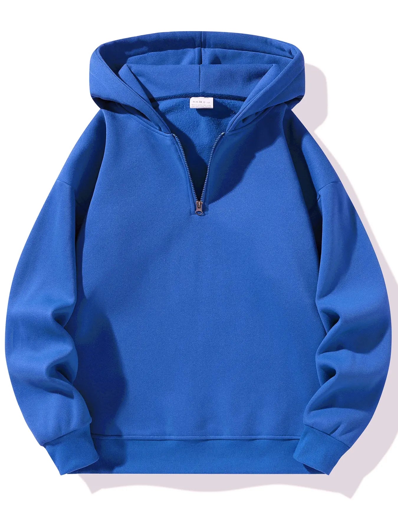 Men'S Plain Half Zip Drop Shoulder Essentials Hoodie, Regular Fit Fitted Casual Comfy Fit Long Sleeve Hooded Sweatshirt for Fall & Winter, Men'S Clothes for Daily Wear